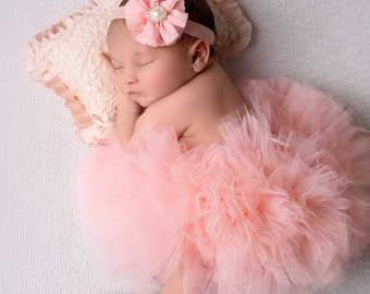 PEACH TUTU, Tutu for Newborn Girl, 1st Birthday Tutu, Cake Smash, Tutu For Baby, Tutu And Headband,Baby Girl, Newborn Photo Props