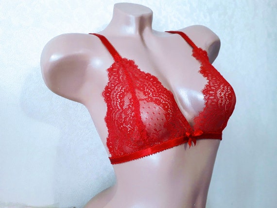 red sheer bralette