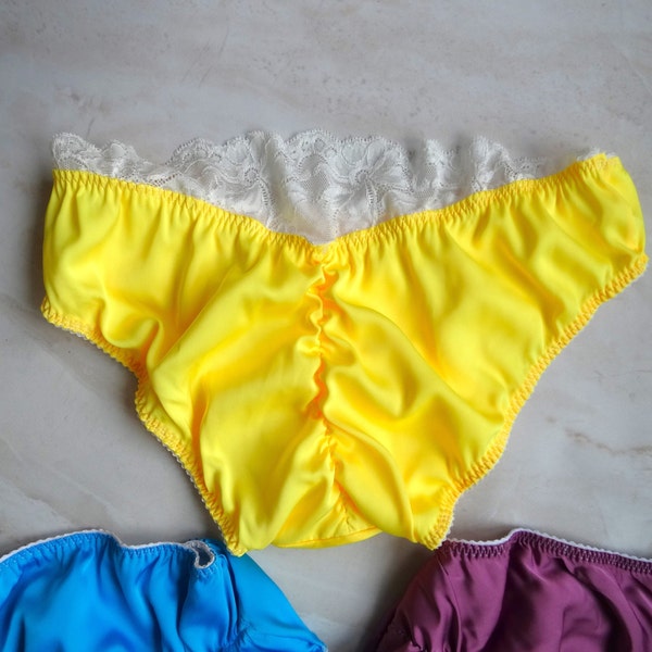 Double layer silk and satin adult baby panties for men, silk sissy lingerie, satin panties - any colors