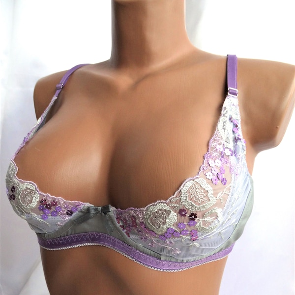 Male sissy lace bra for men, sheer silk satin bra