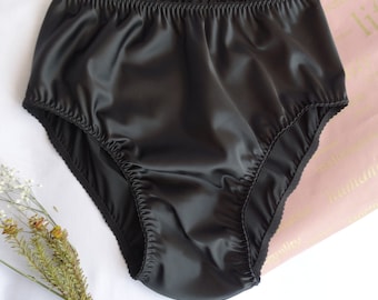 Silk high rise bikini panties, satin panties, pin up lingerie, plus size lingerie in retro style