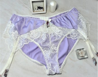 Purple lace panty up denim petticoat