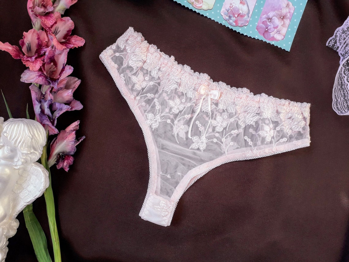 Bragas de encaje de crema Bragas transparentes Ver a través Etsy