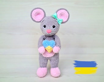 かわいいかぎ針編みのあみぐるみマウス - ぬいぐるみの赤ちゃん用おもちゃ、愛らしい手作りギフト
