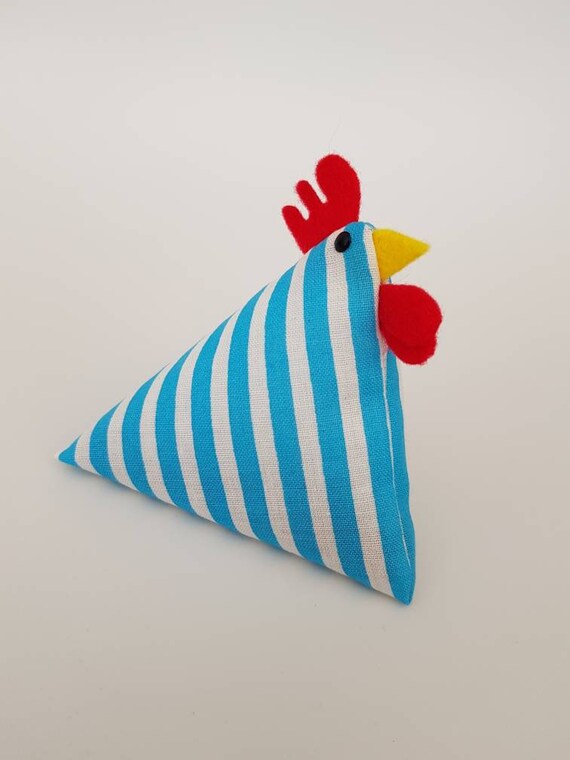 9cm x 9cm. A Hen and her chicks Handmade pin cushion