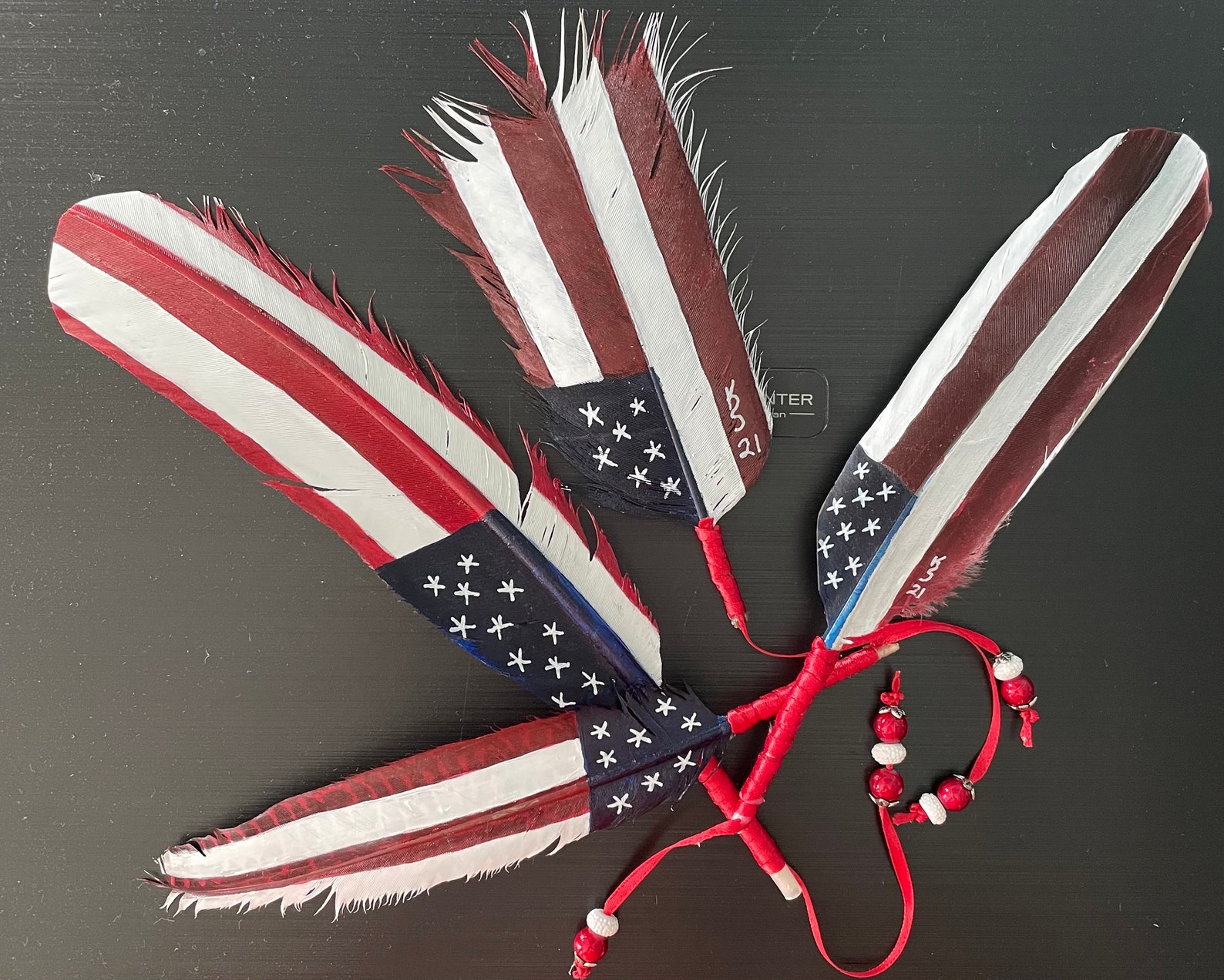 American Flag Feather Etsy
