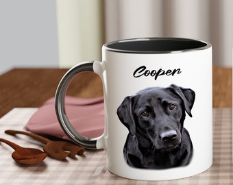 Custom Pet Photo Mug - Personalized Dog or Cat Portrait Coffee Cup - Unique Dog Mom Gift - Customizable Personal Gift For Dog and Cat Lovers