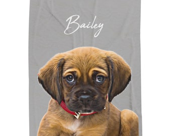 Custom Personalized Pet Blanket using Photo and Name. Custom throw blanket for dog or cat lover/owner. Perfect gift idea!