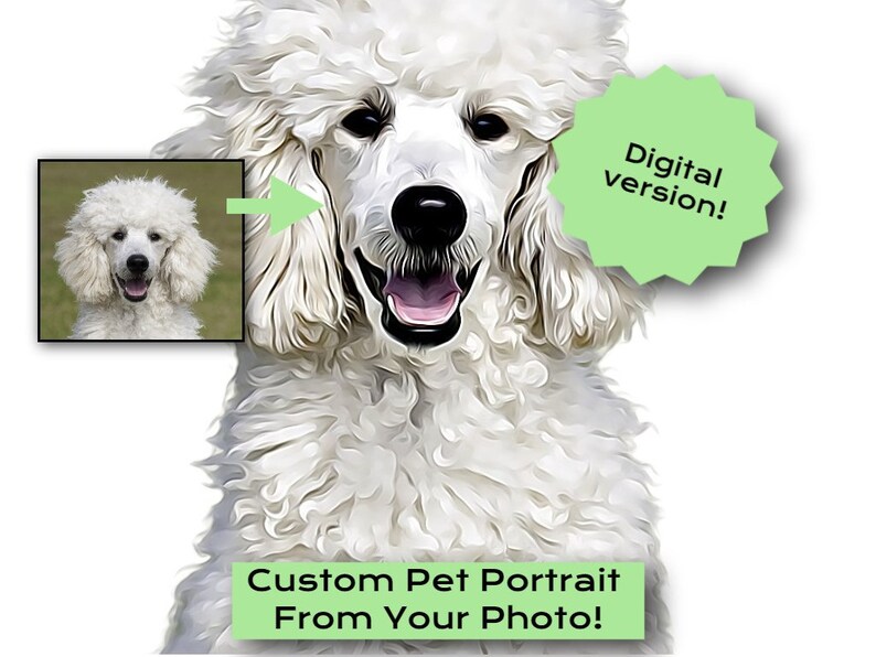 Custom Pet Portrait Using Photo, Personalized Gift for Dog Mom, Dog Dad, Dog Lover, or Dog Owner. Digital download only image 1