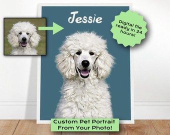 Custom Pet Portrait Using Photo, Personalized Gift for Dog Mom, Dog Dad, Dog Lover, or Dog Owner.
