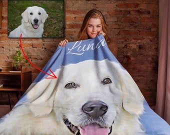 Custom Pet Blanket using Photo and Name. Custom Personalized blanket for Dog Or Cat Lover/owner. Perfect Gift Idea For Dog Dad Or Dog Mom