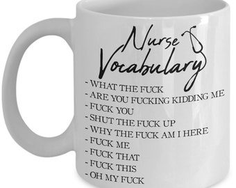 Nurse vocabulary mug, funny mug for nurses