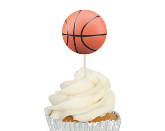 Basket Ball Cupcake Tops Toppers Picks Pics - 12Pk