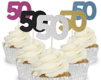 Glitter Cupcake Tops Toppers Picks Pics 50th Birthday Cupcakes