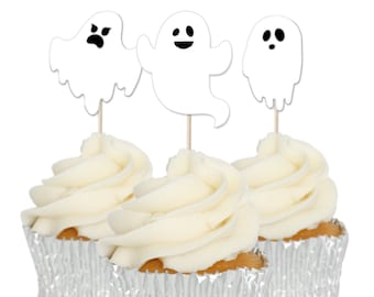 Ghost Halloween Cupcake Toppers Tops Picks Pics - 12pk