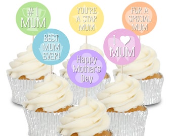 Bright Mothers Day Cupcake Picks 24 Count 