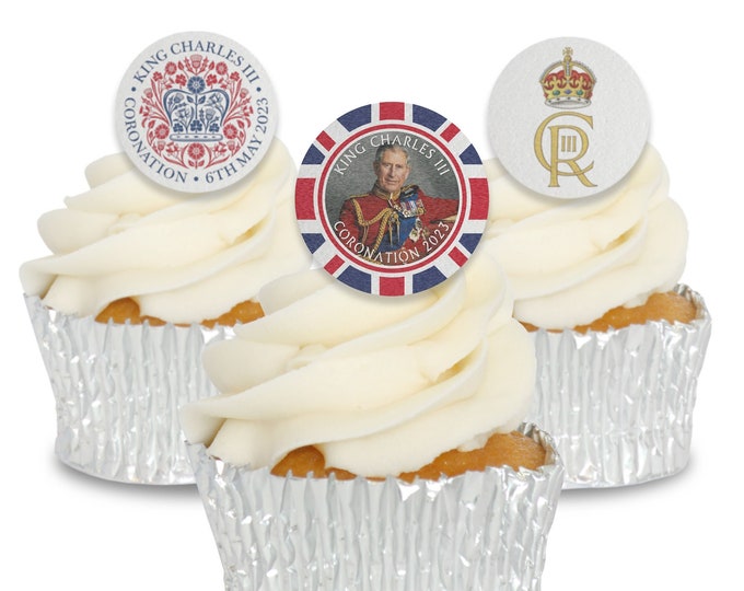 Kings Coronation Cupcake Toppers / Union Jack Cupcake Toppers Etsy UK