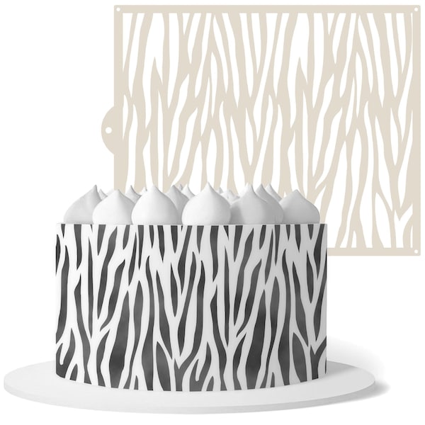Grand pochoir à gâteau zèbre sans couture 245 mm x 200 mm - Artisanat de décoration de gâteaux