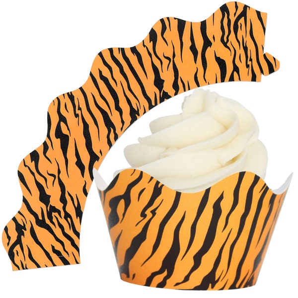 Tiger Print Cupcake Wrappers Wraps Halsbänder - 12 / Pk