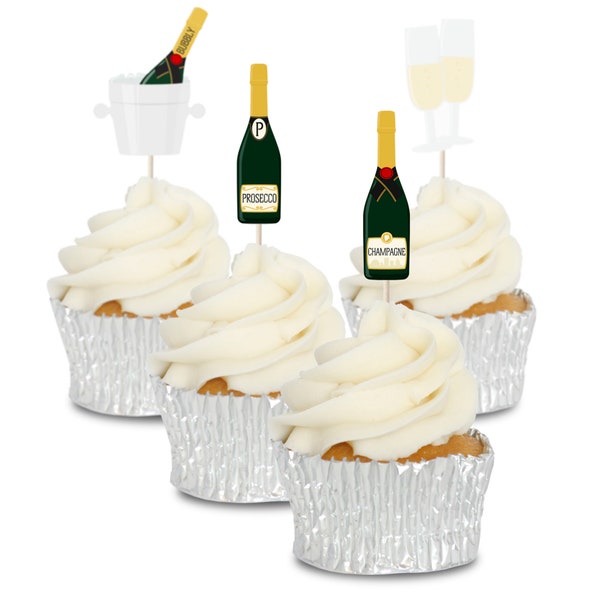 Champagner Cupcake Toppers Tops Picks Pics - 12 Stück