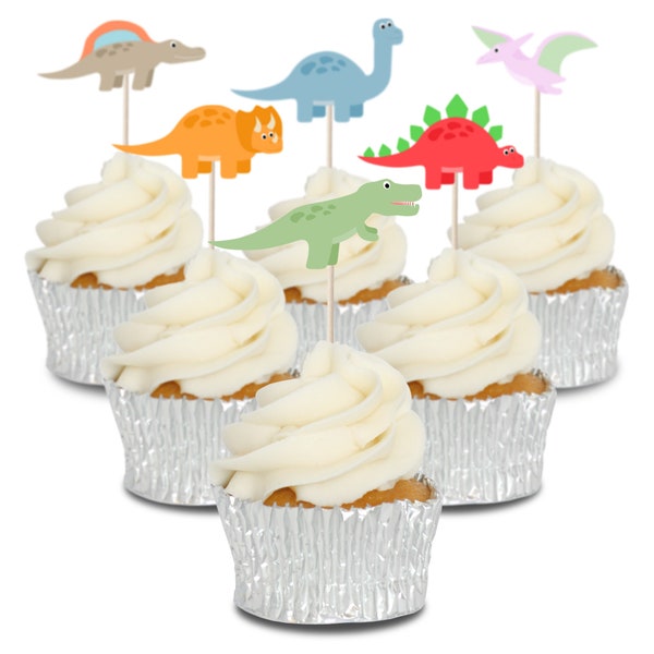 Dinosaurier Cupcake Toppers Tops Picks Bilder - 12pk