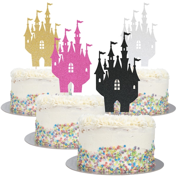 Large Glitter Fairy Tale Castle Cake Topper