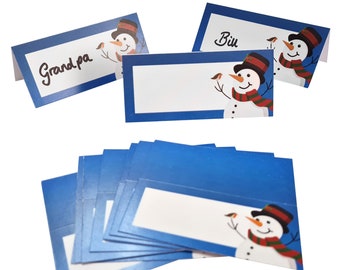 Festive Snowman Place Name Cards - 12pk Dinner Party, Place Cards, Name Cards, Christmas Party