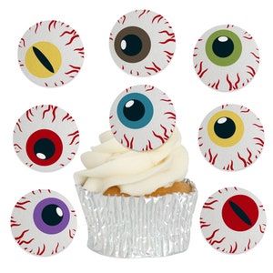 PRECUT Eyeball Cupcake Toppers, Eyeballs Edible Cake Decorations, Edible  Halloween Decorations, Halloween Cupcake Toppers, Creepy Eye Cake Toppers