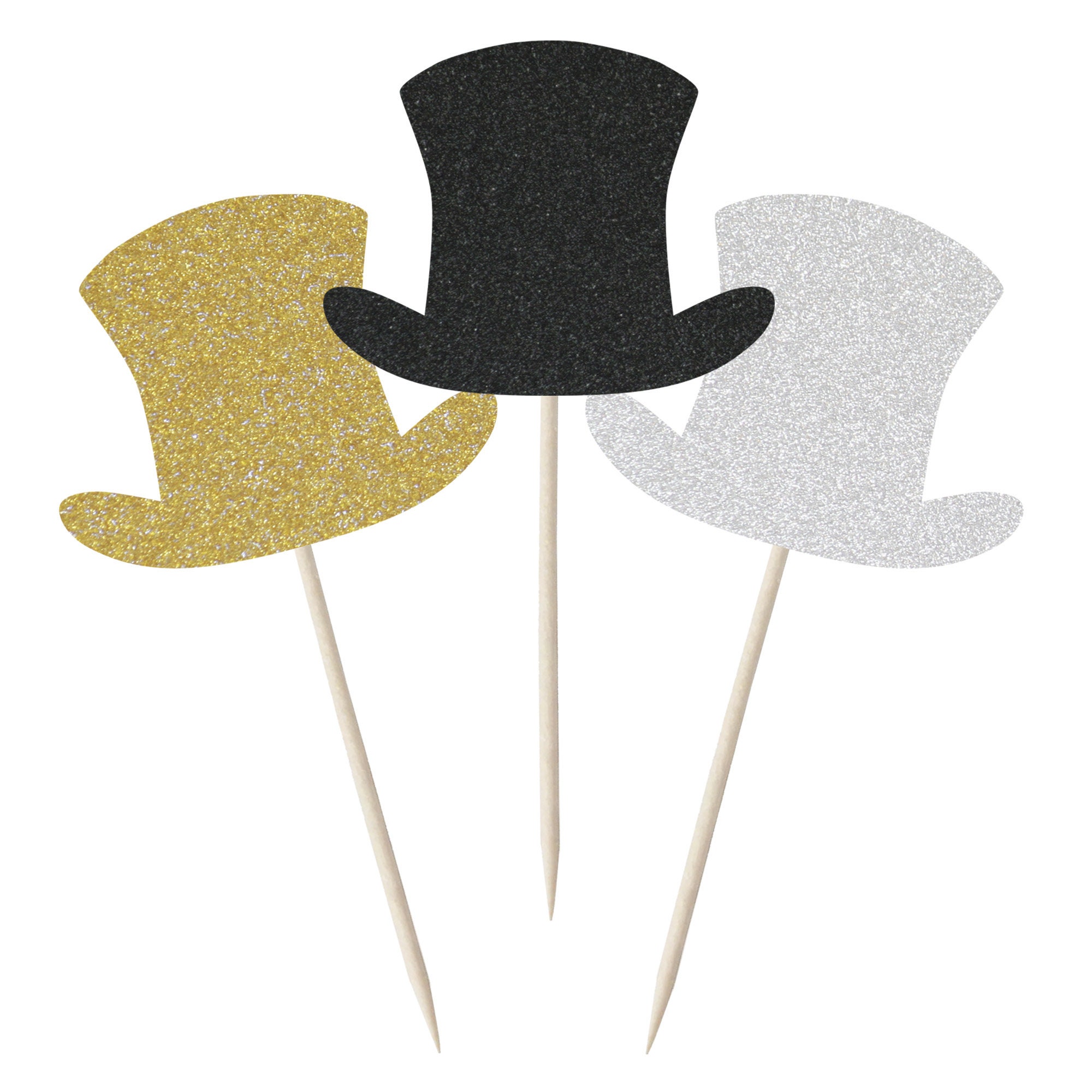 Glitter Top Hat Cupcake Toppers Tops Picks Pics 12/pk Etsy