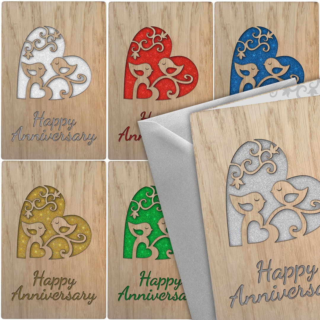 Love Birds Wooden Wedding Anniversary Milestone Keepsake Card - Etsy