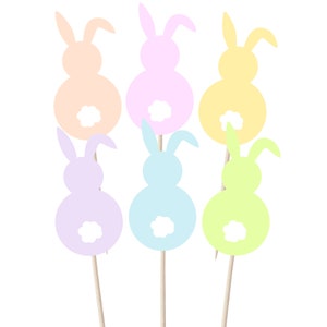 Pastel Bunny Cupcake Toppers Tops Picks Pics 12pk - Etsy