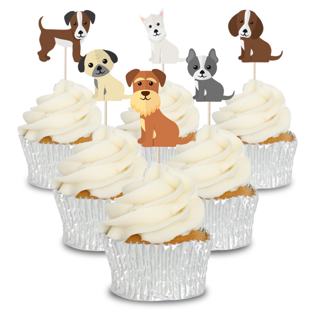 Cute Dogs Cupcake Toppers Cupcake Picks Pics 12/pk Etsy UK