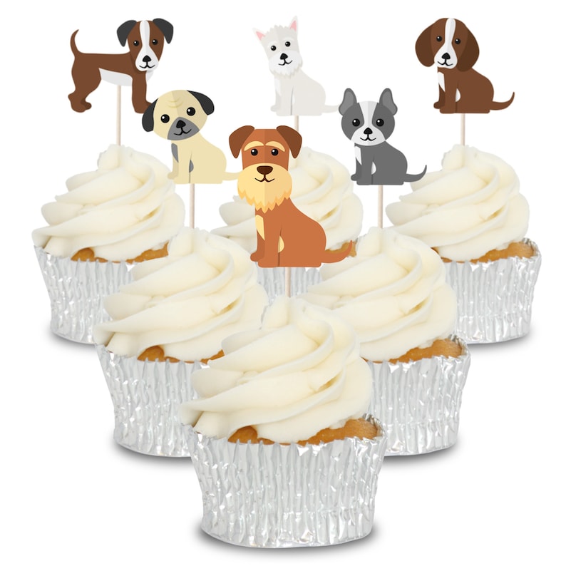 Cute Dogs Cupcake Toppers Cupcake Picks Pics 12/pk Etsy UK