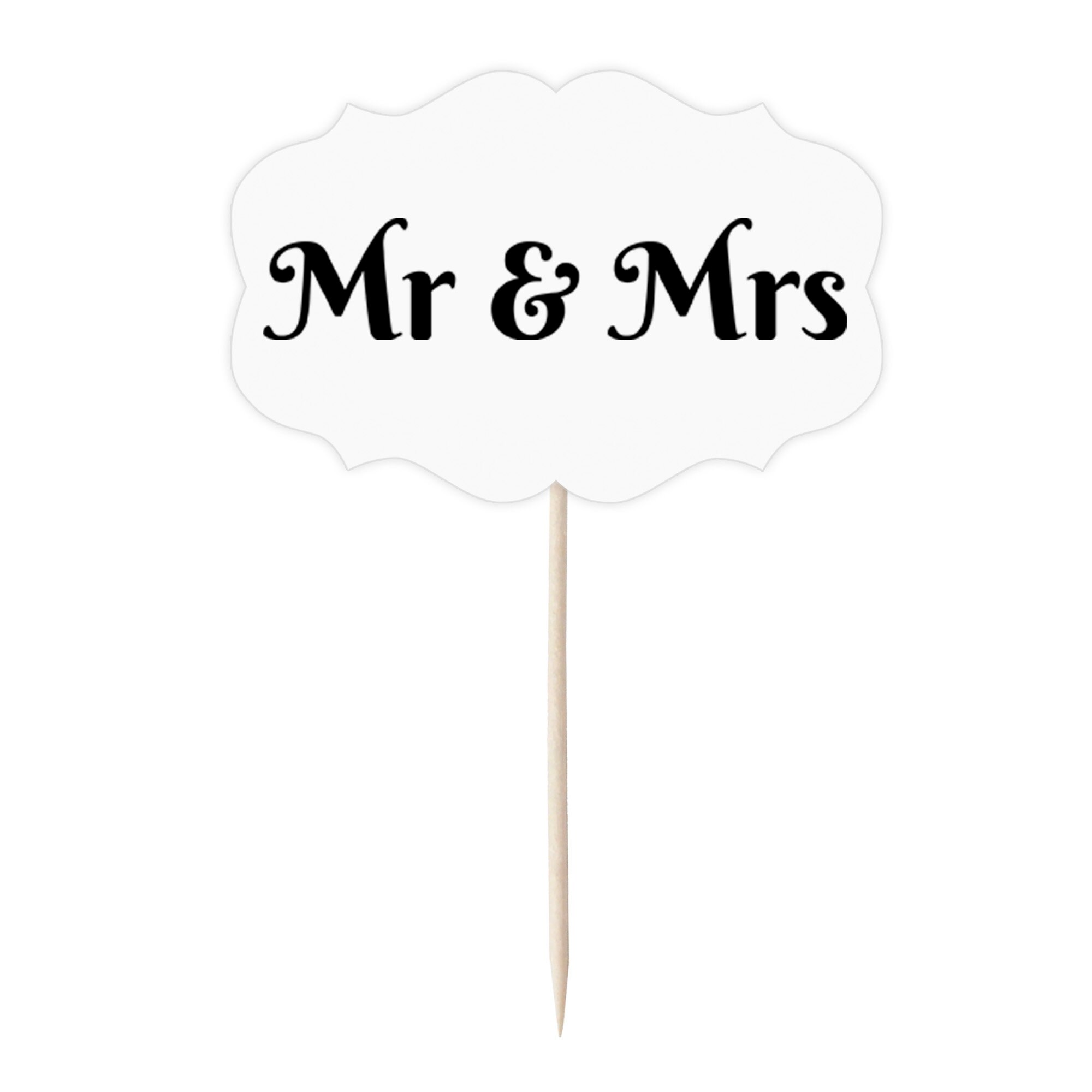 Mr & Mrs Wedding Cupcake Toppers Tops Picks Pics 12/pk Etsy UK