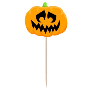 Pumpkin Jack o' Lantern Halloween Cupcake Toppers Tops Picks Pics 12pk image 9