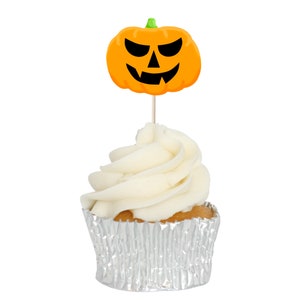 Pumpkin Jack o' Lantern Halloween Cupcake Toppers Tops Picks Pics 12pk image 6