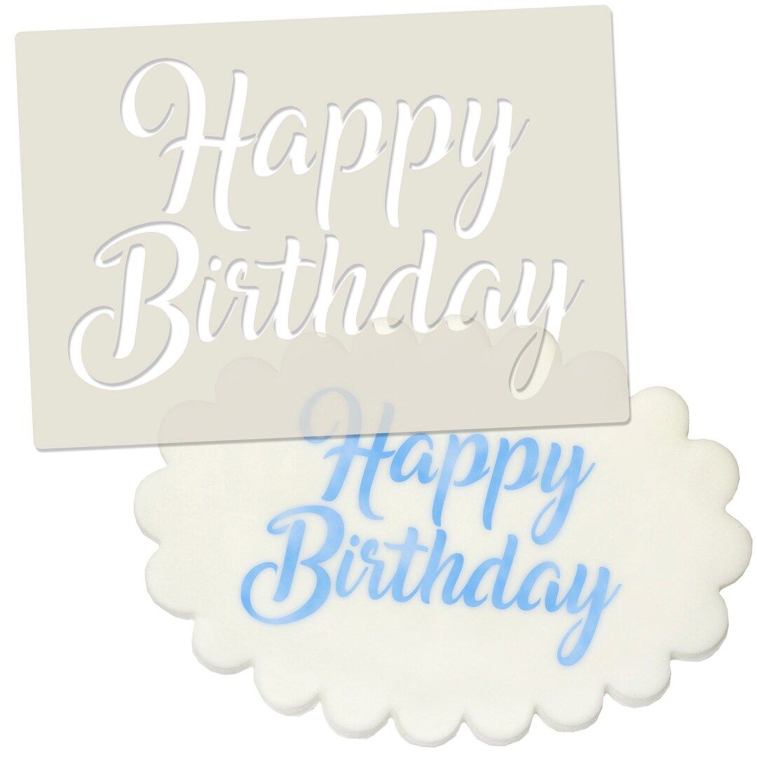 Happy Birthday Cake Craft Stencil Etsy