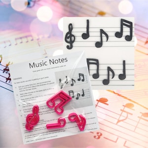 Set of 4 Plastic Outline Music Note Cutters, Icing and Craft Cutting Tool, Includes Treble Clef, Quaver, Semiquaver & Crotchet Notes