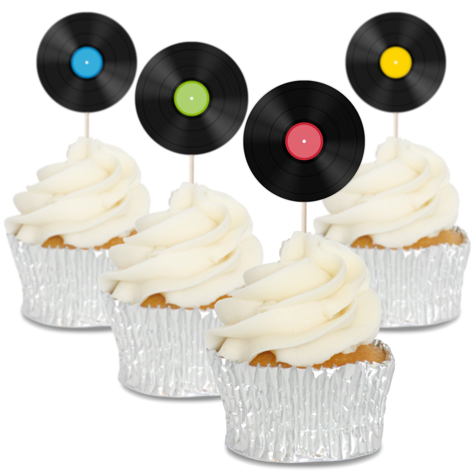 Vinyl Record Cupcake Toppers Tops 12/pk Etsy