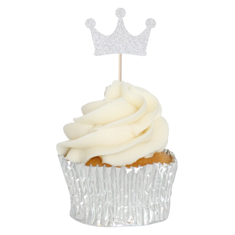 Glitter Crown Cupcake Toppers 12pk Etsy