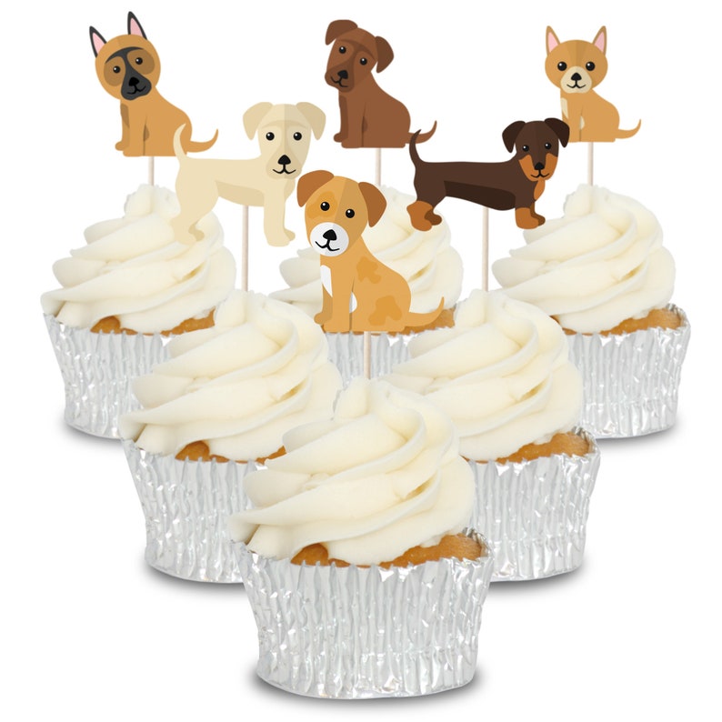 Cute Dogs Cupcake Toppers Cupcake Picks Pics 12/pk Etsy