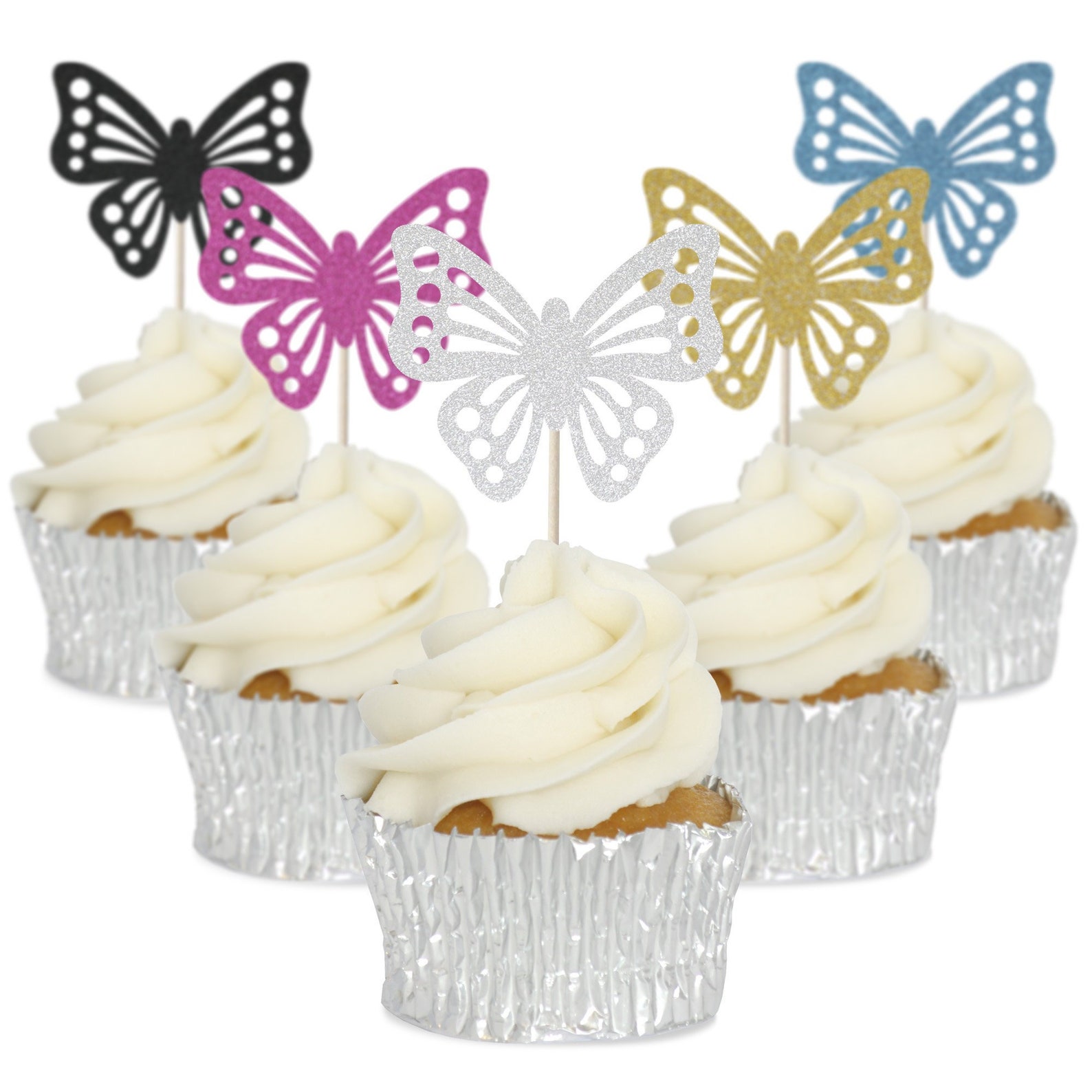 Glitter Butterfly Cupcake Toppers Tops Picks Pics 6/pk Etsy