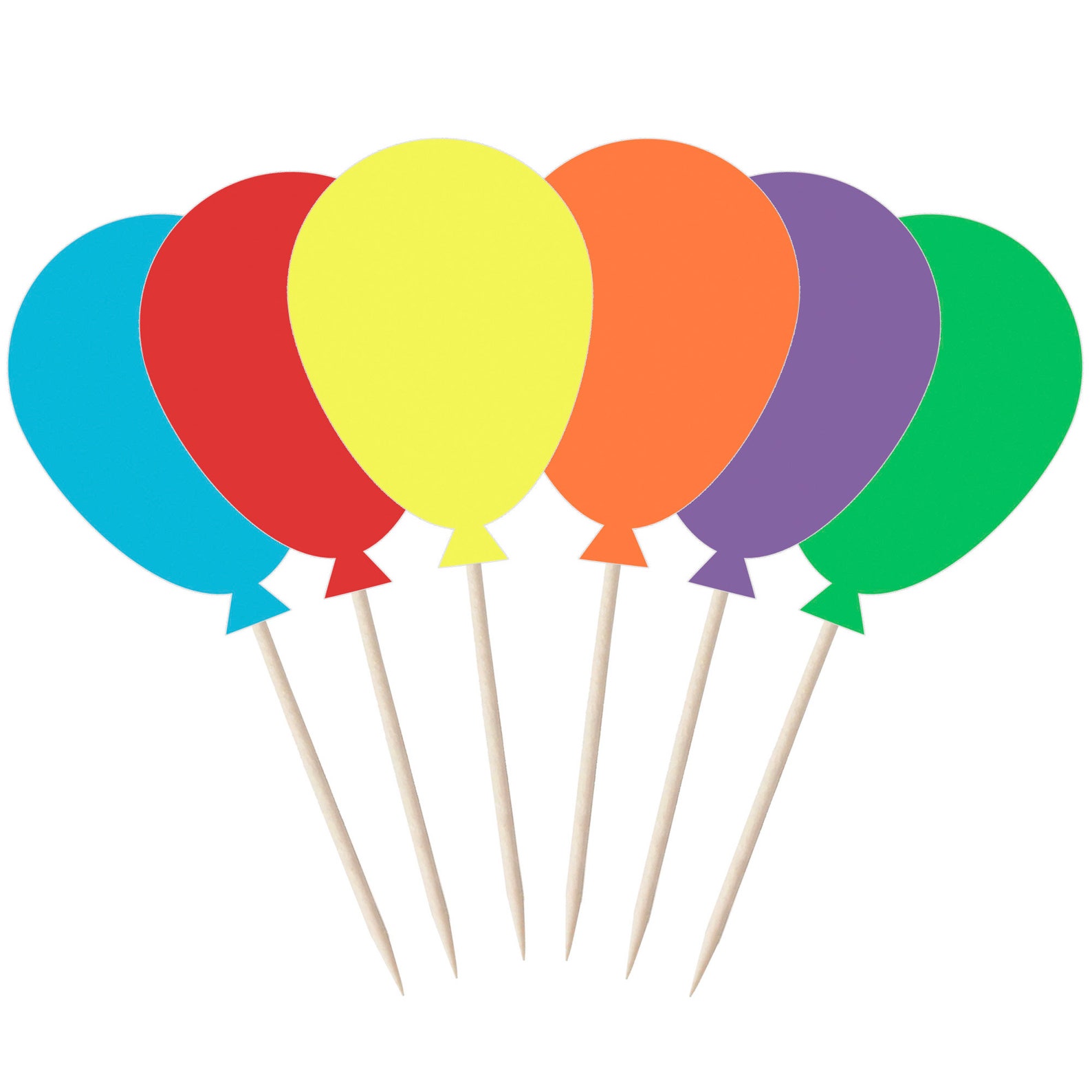 Assorted Colour Balloon Cupcake Toppers Tops Picks Pics 12pk Etsy UK