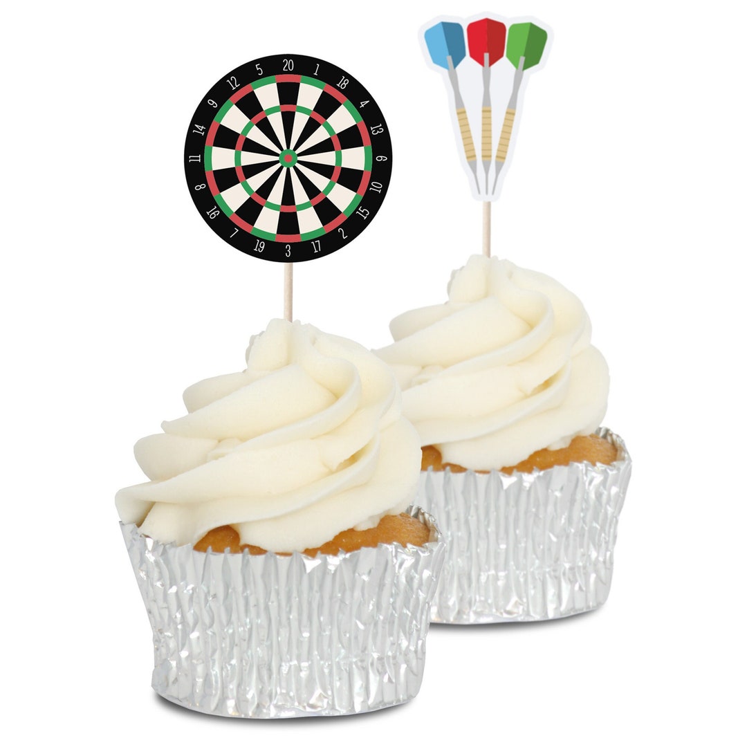Darts &amp; Dartboard Cupcake Toppers 12pk - Etsy