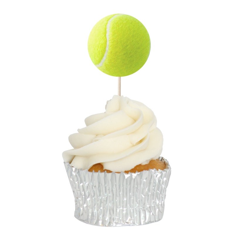 12 Tennis Ball Rice Paper Cupcake Decoration Toppers Precut 40mm