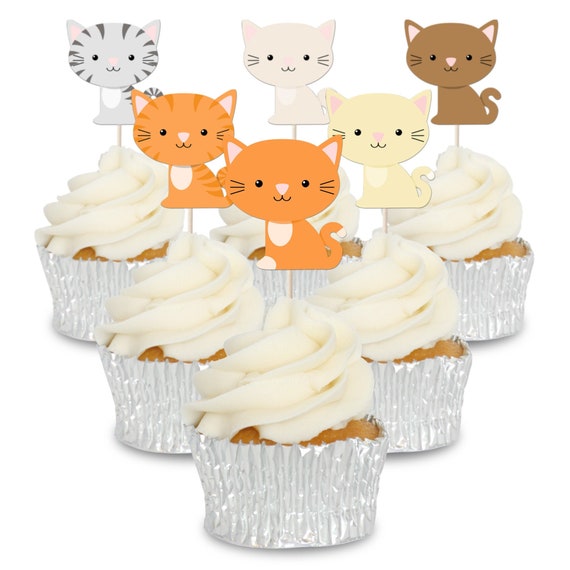 Cute Cats Cupcake Toppers Cupcake Picks Pics Etsy UK