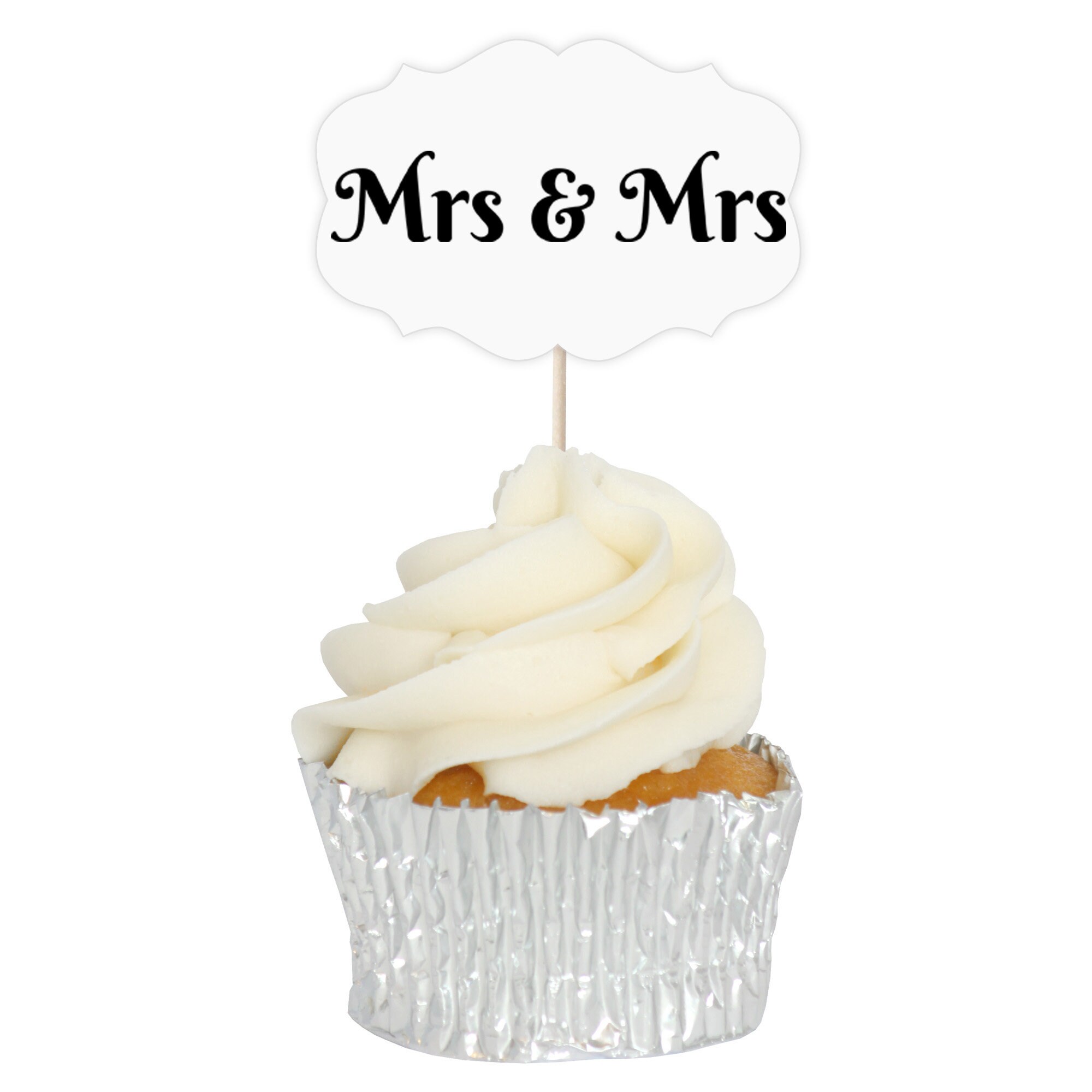 Mr & Mrs Wedding Cupcake Toppers Tops Picks Pics 12/pk Etsy UK
