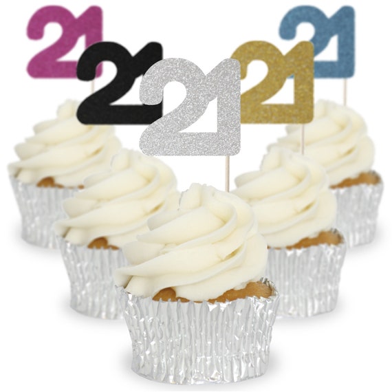 Glitter 18 Cupcake Toppers//Picks Birthday Party Pack of 12-10 Colours