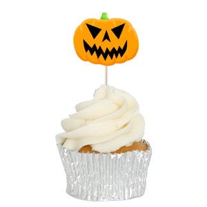 Pumpkin Jack o' Lantern Halloween Cupcake Toppers Tops Picks Pics 12pk image 8