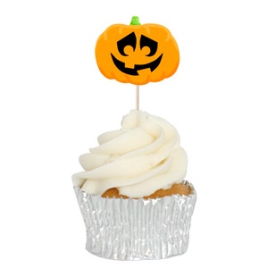 Pumpkin Jack o' Lantern Halloween Cupcake Toppers Tops Picks Pics 12pk image 4